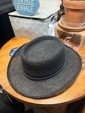 Men's Black Straw Boater Hat - Classic Summer Sun Hat